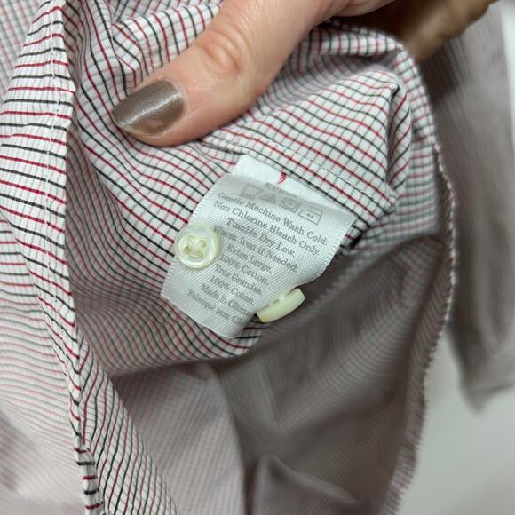 Everlane Long Sleeve Button Down Shirt Mens XL Cotton Striped Red Cream Preppy - Picture 8 of 8